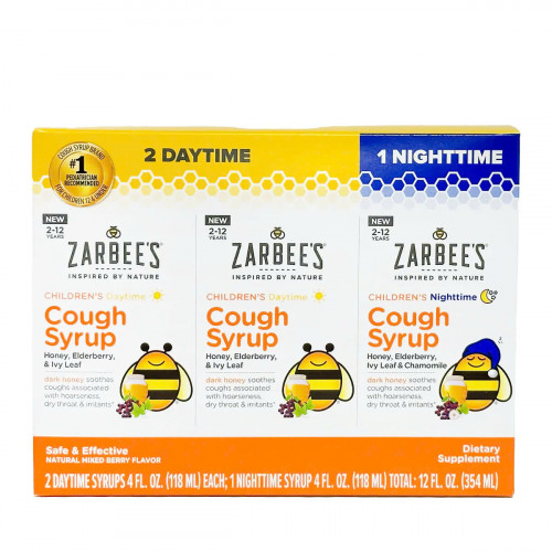 Siro ho Zarbee's Children's Cough Syrup Packs 2 Daytime and 1 Nighttime 